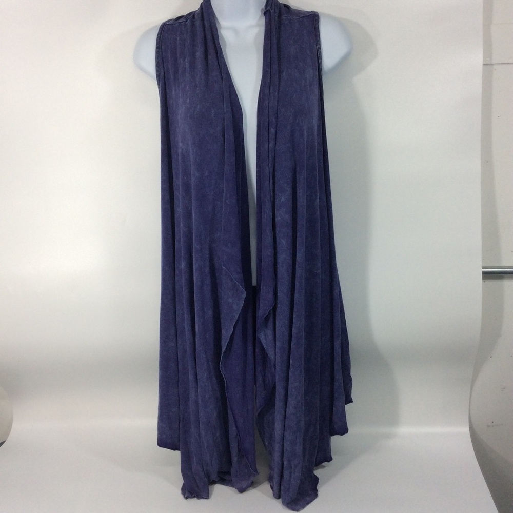 Apple Bottoms Small Blue Waterfall Open Front Vest